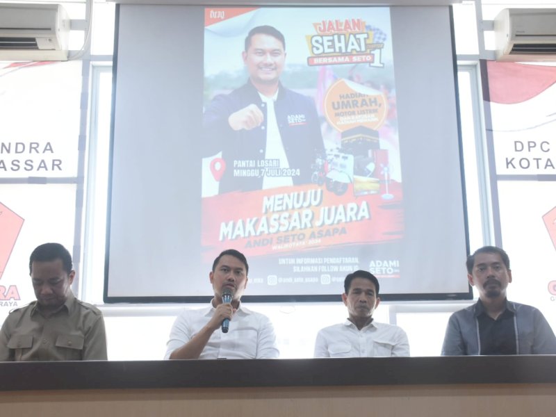Partai Gerindra menggelar konferensi pers soal rencana jalan sehat bersama ASA. 