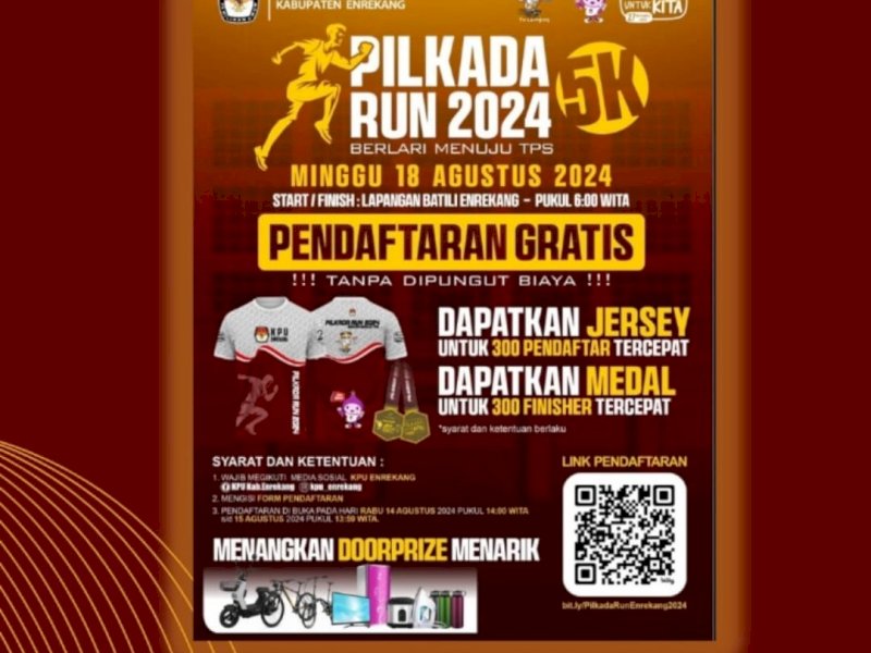 Sosialisasi Tahapan Pilkada, KPU Enrekang Gelar 'Berlari 5 Km Menuju TPS' 