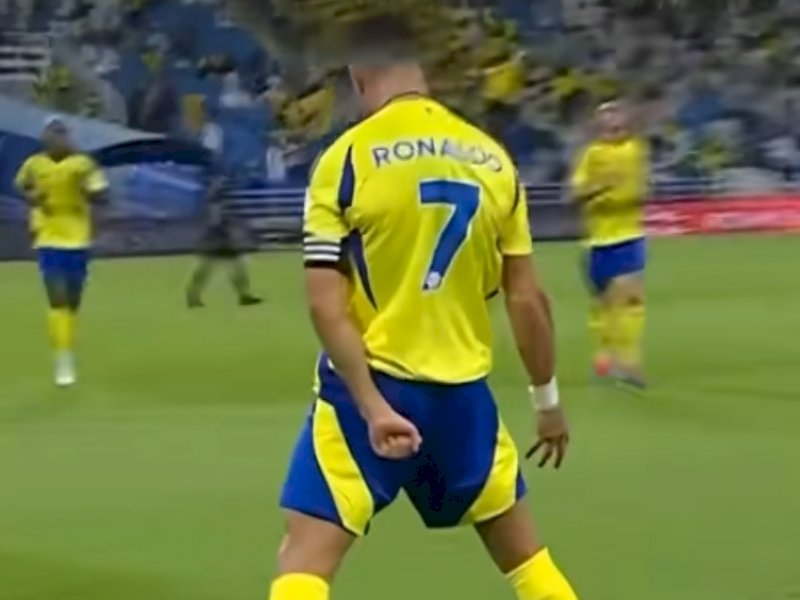 Momen Ronaldo rayakan gol free kick di menit ke-45 babak pertama. (Foto: IST)