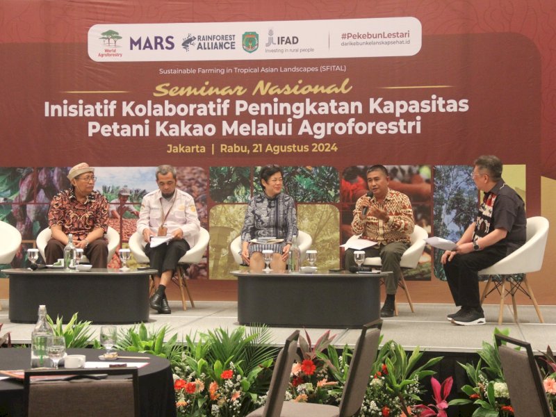 Seminar nasional inisiatif kolaboratif peningkatan kapasitas petani kakao melalui agroforestri di Jakarta, Rabu (21/8/2024). (Foto: IST)
