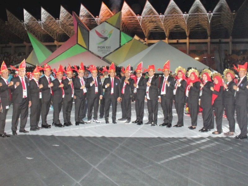 Pj Gubernur Sulsel, Prof. Zudan Arif Fakrulloh bersama rombongan menghadiri pembukaan PON XXI Aceh-Sumut. (Foto: IST)