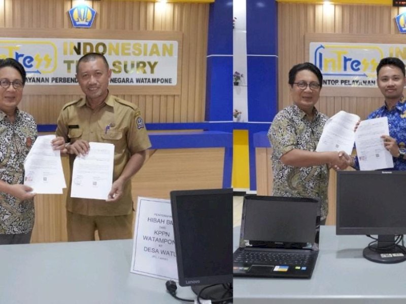 Desa KPPN menyerahkan hibah BMN kepada Desa Mattabulu Kabupaten Soppeng dan Watu di Bone. 