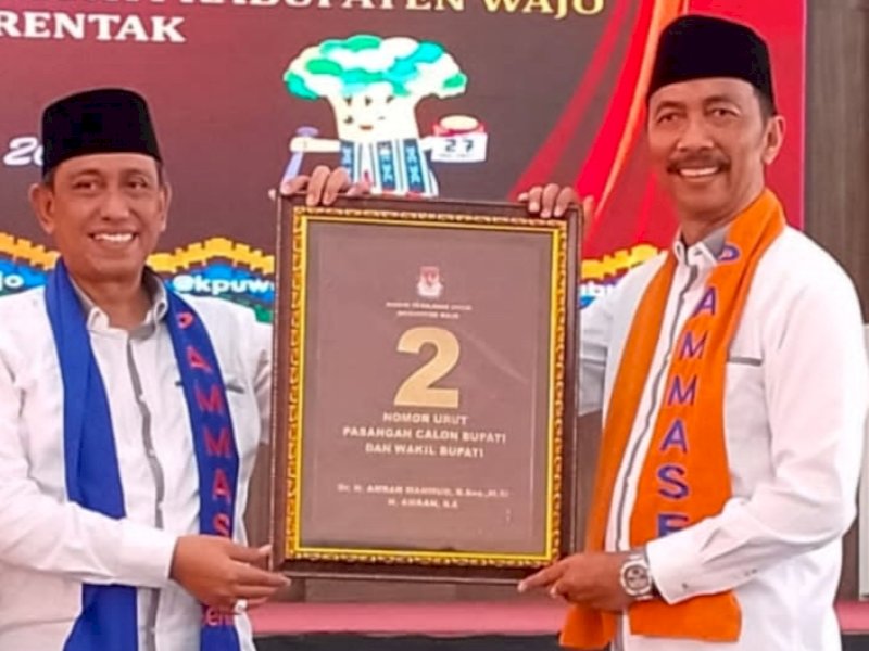 Pasangan Pammase Berlanjut mendapatkan nomor urut 2 di Pilkada Wajo 2024. (Foto: IST)