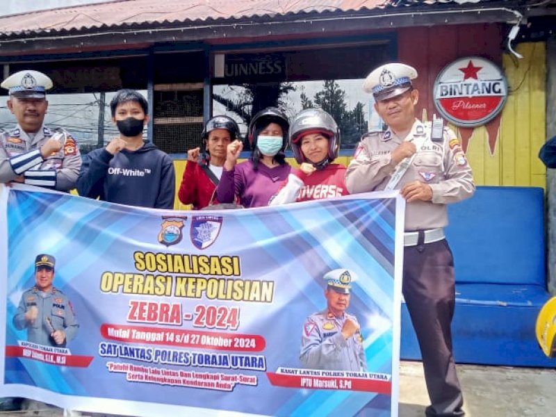 Satlantas Polres Torut sosialisasi Operasi Zebra 2024 di Kecamatan Kesu. 