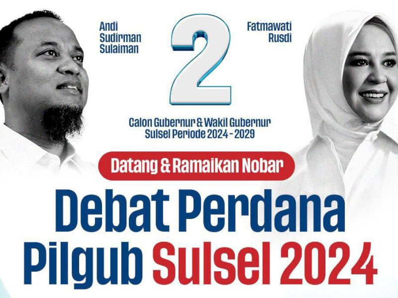 Tim Sudirman-Fatma Ajak Masyarakat Nobar Debat Perdana Pilgub Sulsel Besok, ini Lokasinya