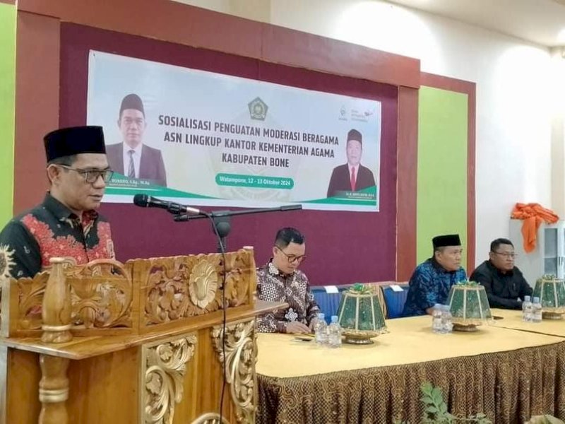 Kegiatan Sosialisasi Penguatan Moderasi Beragama ASN Lingkup Kantor Kemenag Bone. (Foto: IST)