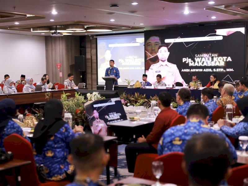 Pjs Walikota Makassar, Andi Arwin Azis saat membuka secara resmi Highlight Level Meeting TP2DD. (Foto: IST)