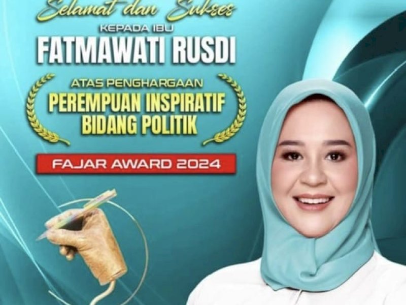 Fatmawati Rusdi Dinobatkan sebagai Perempuan Inspiratif Bidang Politik