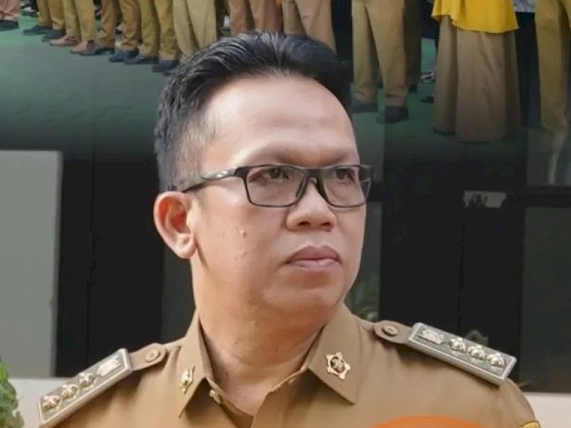 Camat Rappocini, M Aminuddin saat mengikuti Apel Pagi yang dipimpin langsung Pj Walikota Makassar. (Foto: MDS)