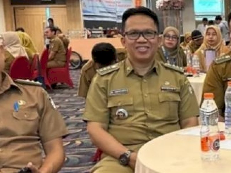 Camat Rappocini, M Aminuddin saat mengikuti Rakor TPPS. (Foto: MDS)