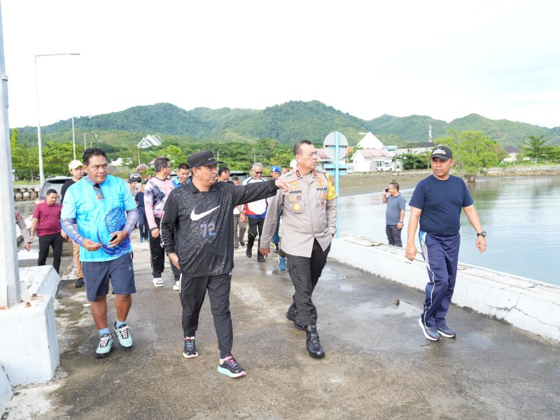 Pj Gubernur Sulbar Bahtiar Baharuddin memantau pelepasan terumbu karang buatan. 