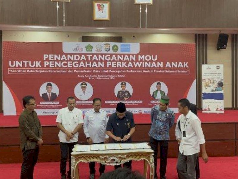 MoU pencegahan perkawinan anak diteken Pemprov Sulsel. 