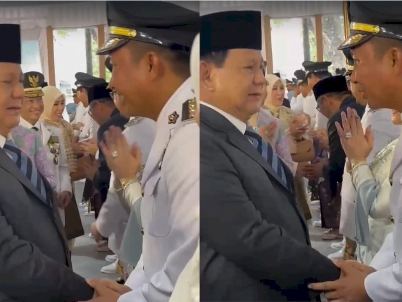 Bupati Luwu Utara, Andi Abdullah Rahim bersalaman dengan Prabowo Subianto. 