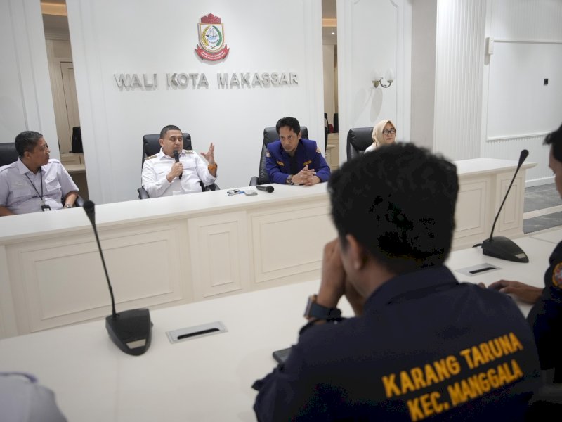 Wali Kota Makassar Munafri Arifuddin (Appi), menerima pengurus Karang Taruna Kota Makassar di Kantor Balai Kota. 