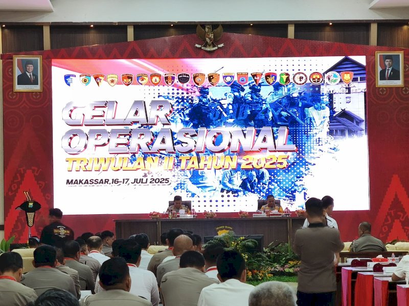 Gelar Operasional Triwulan II Tahun 2025 di Aula Mappaoddang, Mapolda Sulsel. 