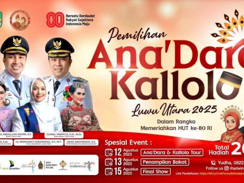 HUT Ke-80 RI, Disporapar-Adwindo Gelar Pemilihan Ana&rsquo;dara dan Kallolo Luwu Utara