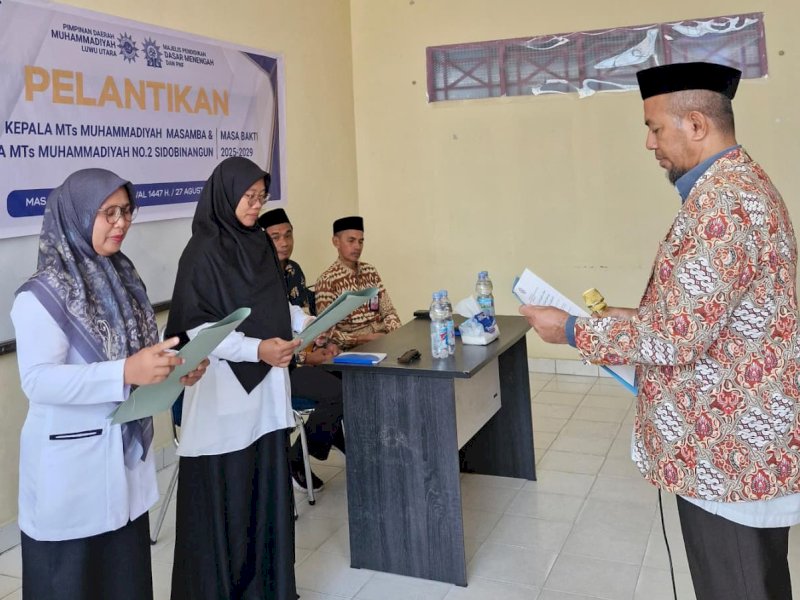 2 Kepala MTs Muhammadiyah di Lutra Dilantik, Diharap Hadirkan Program Inovatif
