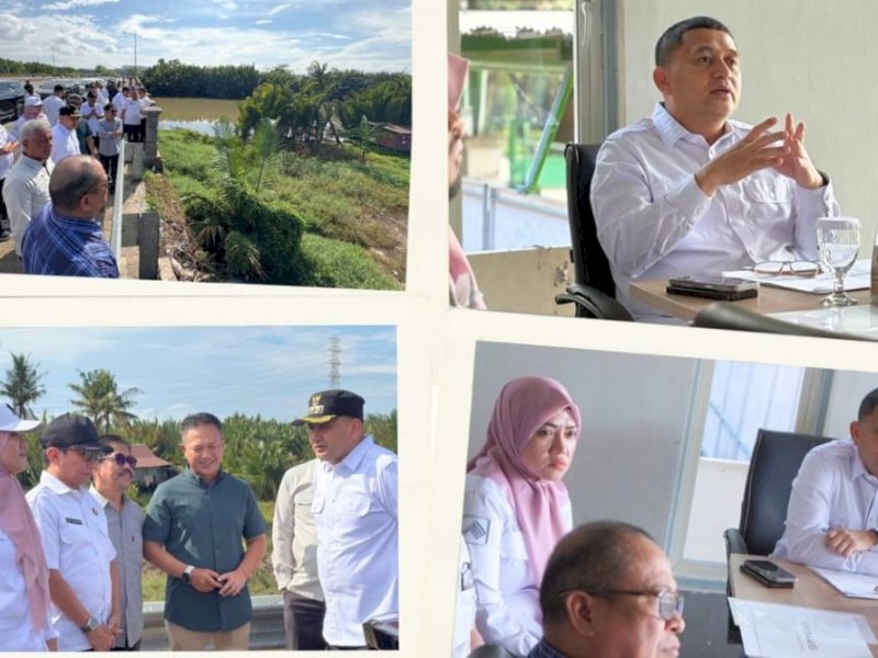 Wali Kota Makassar Munafri Arifuddin didampingi Kadis PU Zuhaelsi Zubir meninjau jalur alternatif Perintis Kemerdekaan-Jalan Leimena-Kawasan Baruga Antang. 