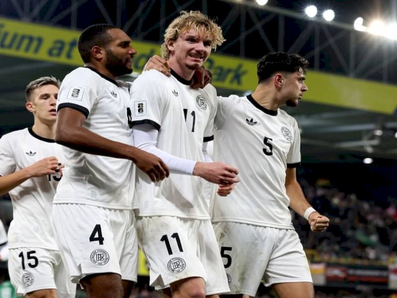 Pemain Jerman merayakan gol ke gawang Irlandia Utara. (int) 