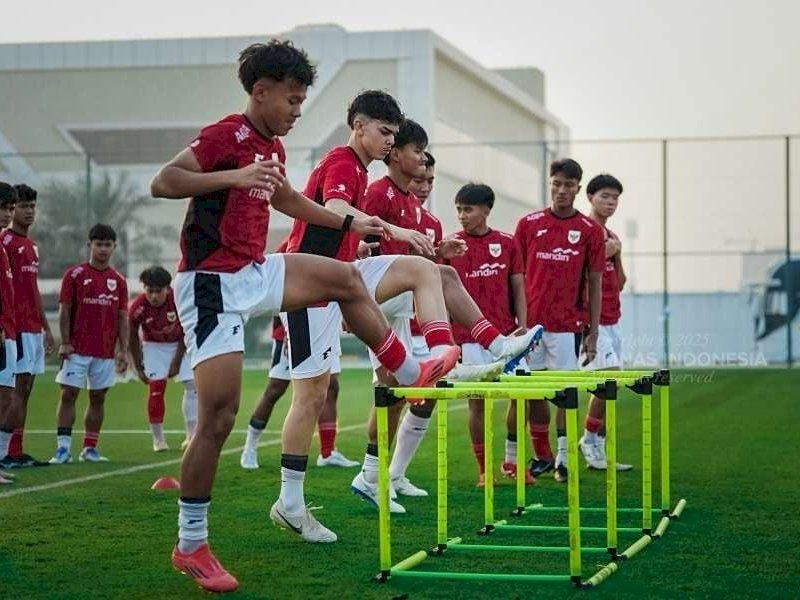 Timnas U-17 saat menjalani latihan jelang Piala Dunia U-17. 