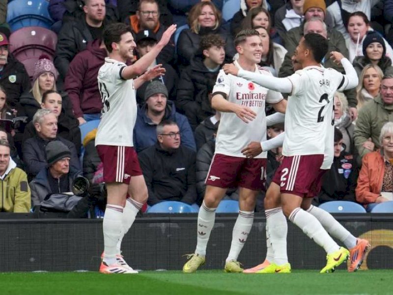 Pemain Arsenal merayakan gol ke gawang Burnley. (int) 