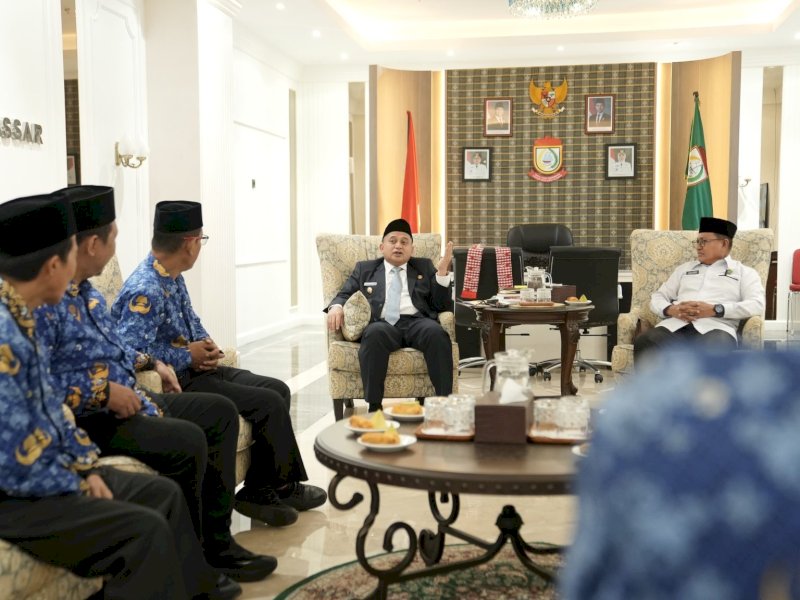 Wali Kota Makassar, Munafri Arifuddin, menerima audiensi pimpinan baru Kantor Kementerian Agama (Kemenag) Kota Makassar. 