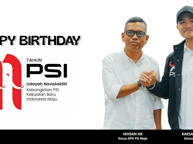 Ketua PSI Wajo Ikhsan AR dan Ketum PSI Kaesang Pangarep. 