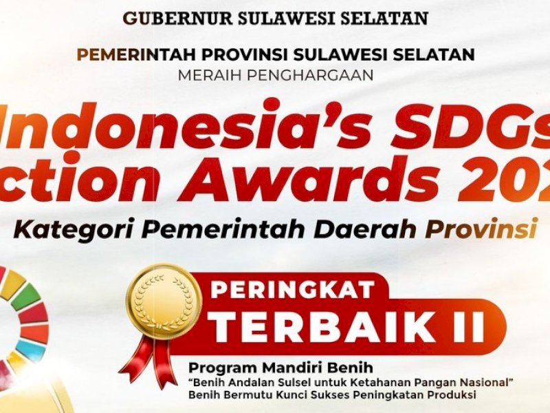 Program Mandiri Benih Antar Sulsel Raih Peringkat Terbaik SDGs Action Awards