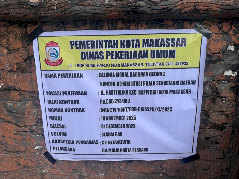 Metode E-Purchasing, Dinas PU Makassar Genjot Rehabilitasi Tiga Rujab Pimpinan
