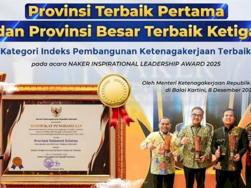 Sulsel Borong 2 Penghargaan di Naker Inspirational Leadership Award 2025