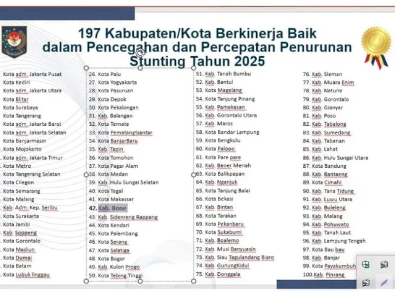 Bone Raih Peringkat 3 Terbaik Penanganan Stunting di Sulsel