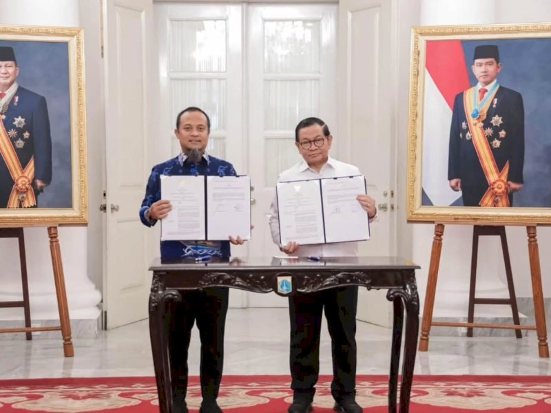 Gubernur Sulawesi Selatan Andi Sudirman Sulaiman bertemu Gubernur DKI Pramono Anung di Balai Kota Jakarta. 