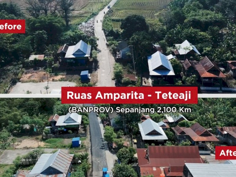 Ruas jalan Amparita-Teteaji yang telah rampung. 