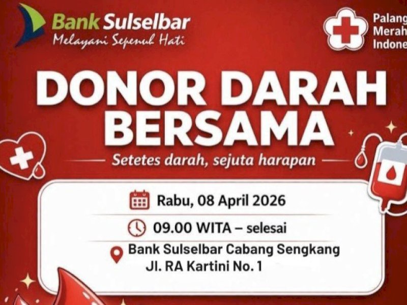 Sambut HUT Wajo, Bank Sulselbar Sengkang Gelar Aksi Donor Darah Besok 