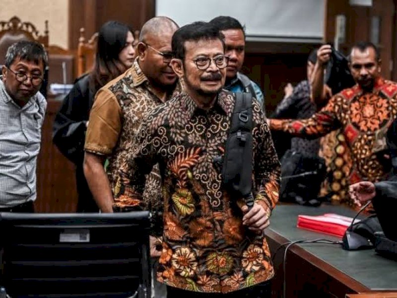 Syahrul Yasin Limpo saat menjalani sidang di Pengadilan Tipikor. (int) 