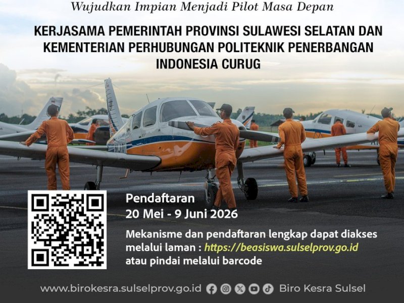 Buruan Daftar! Pemprov Sulsel Siapkan Beasiswa Calon Pilot 2026