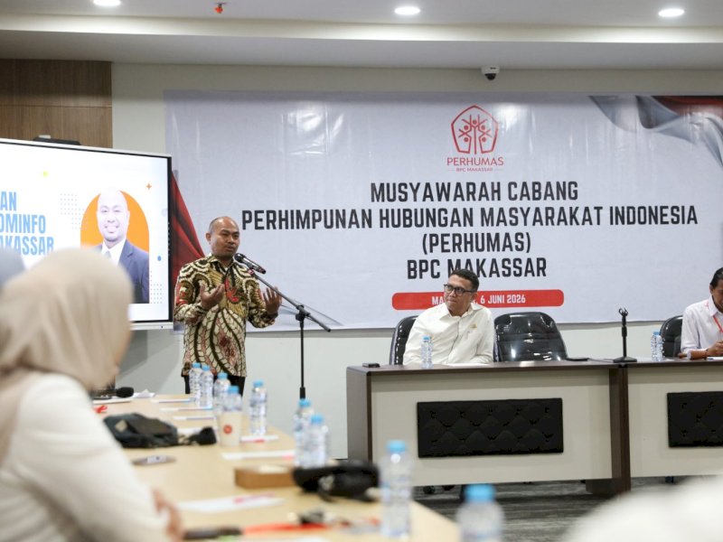 Musyawarah Cabang (Muscab) Perhimpunan Hubungan Masyarakat (Perhumas) Makassar yang berlangsung di Gedung Makassar Government Center (MGC) Lantai 1.