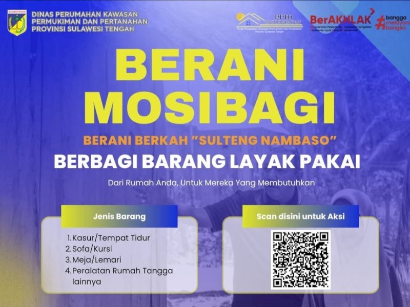 Dukung Program RTLH, Perkintam Sulteng Ajak Warga Terlibat di 'Berani Mosibagi'