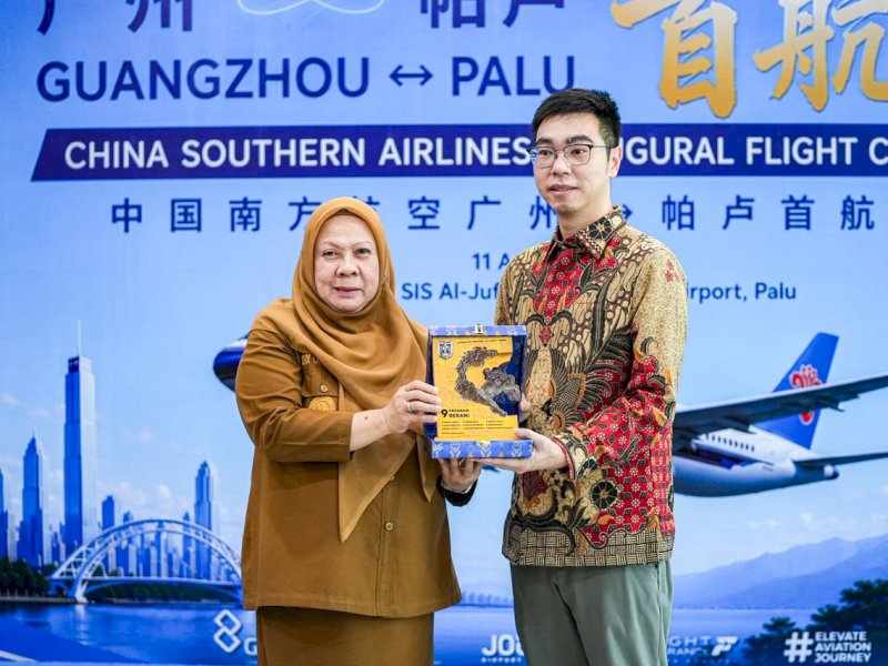 Wagub Reny Sambut Penerbangan Perdana China Southern Airlines Rute Guangzhou-Palu