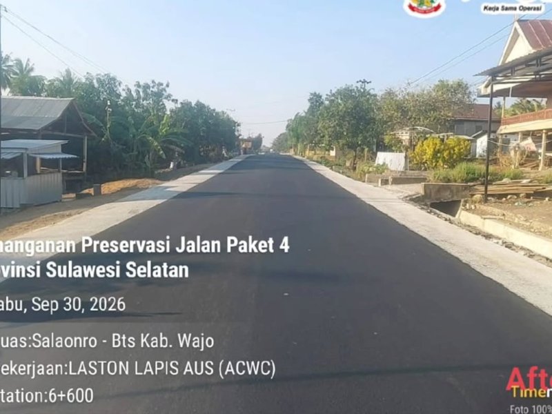Proyek Infrastruktur Sulsel: Penampakan Ruas Salaonro Soppeng-Wajo yang Kini Mulus 