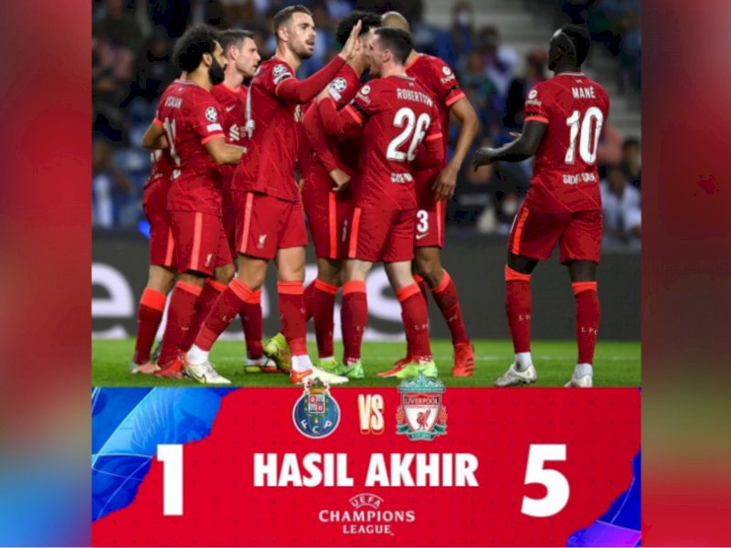 Hasil akhir Liverpool vs Porto. (INT)