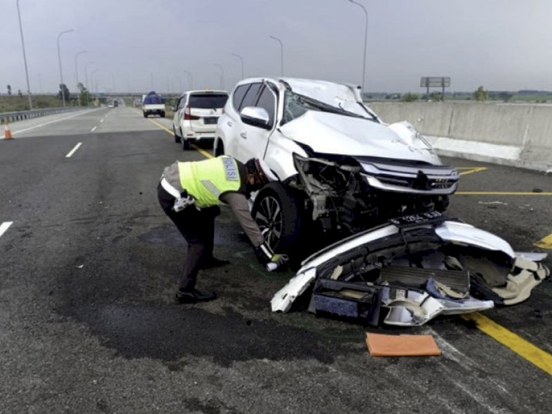 Kondisi mobil Vanessa Angel yang megalami kecelakaan. (int)