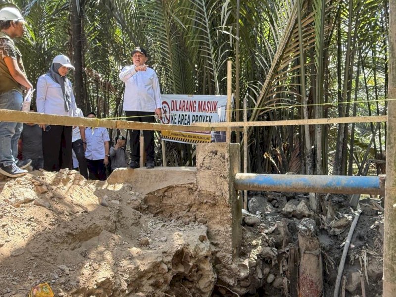 Kadis PU Zuhaelsi Dampingi Appi Tinjau Proyek Jembatan Kaccia Makassar 