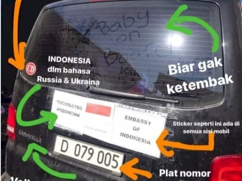 Mobil yang digunakan untuk mengevakuasi WNI dari Kyiv, Ukraina. (Int)
