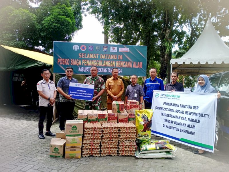 BPJS kesehatan kantor cabang Makale, menyalurkan bantuan OSR untuk korban bencana di Enrekang