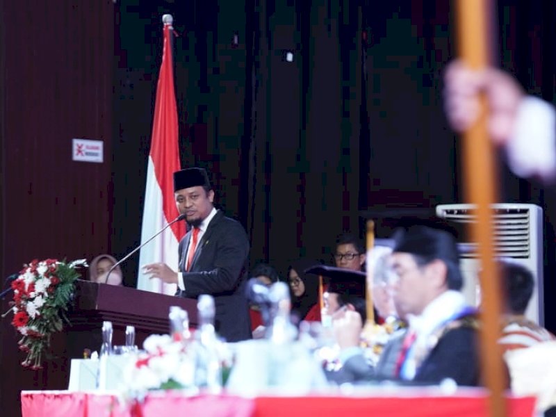 Gubernur Sulsel, Andi Sudirman Sulaiman, saat menghadiri acara ke-66 tahun Unhas, Sabtu (10/9/2022).