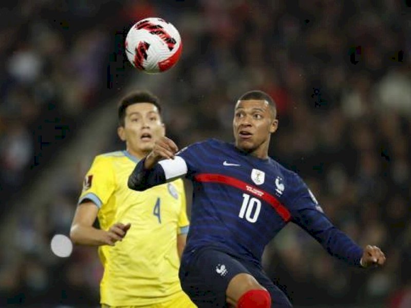 Kylian Mbappe menjadi pahlawan Prancis saat mengalahkan Kazakhstan 8-0.