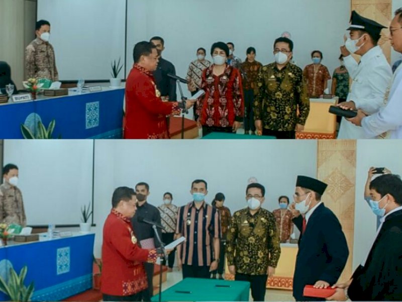 Bupati Torut Yohanis Bassang lantik Dewas PAM dan Kalem di Torut. (Ist)