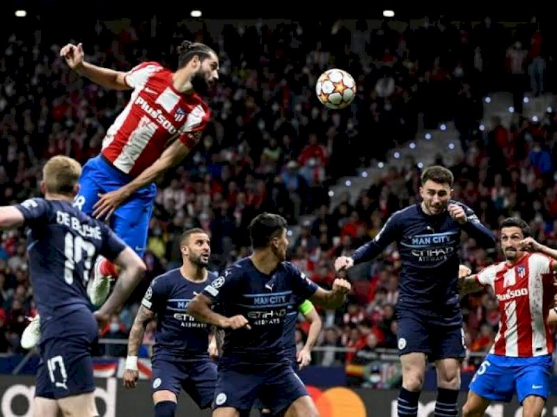 Manchester City bermain imbang 0-0 dengan Atletico Madrid. City lolos ke semi final. (int) 