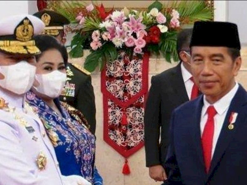 Presiden Jokowi usai melantik Panglima TNI Yudo Margono.
